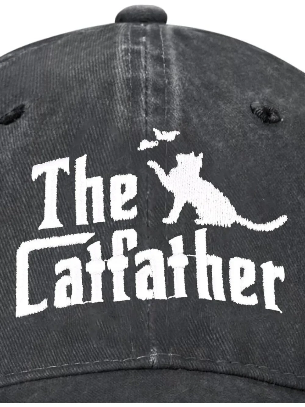 Women's Embroidery Adjustable Washed Distressed Trucker Hat Baseball Cap Cat Da - Picture 3 of 6